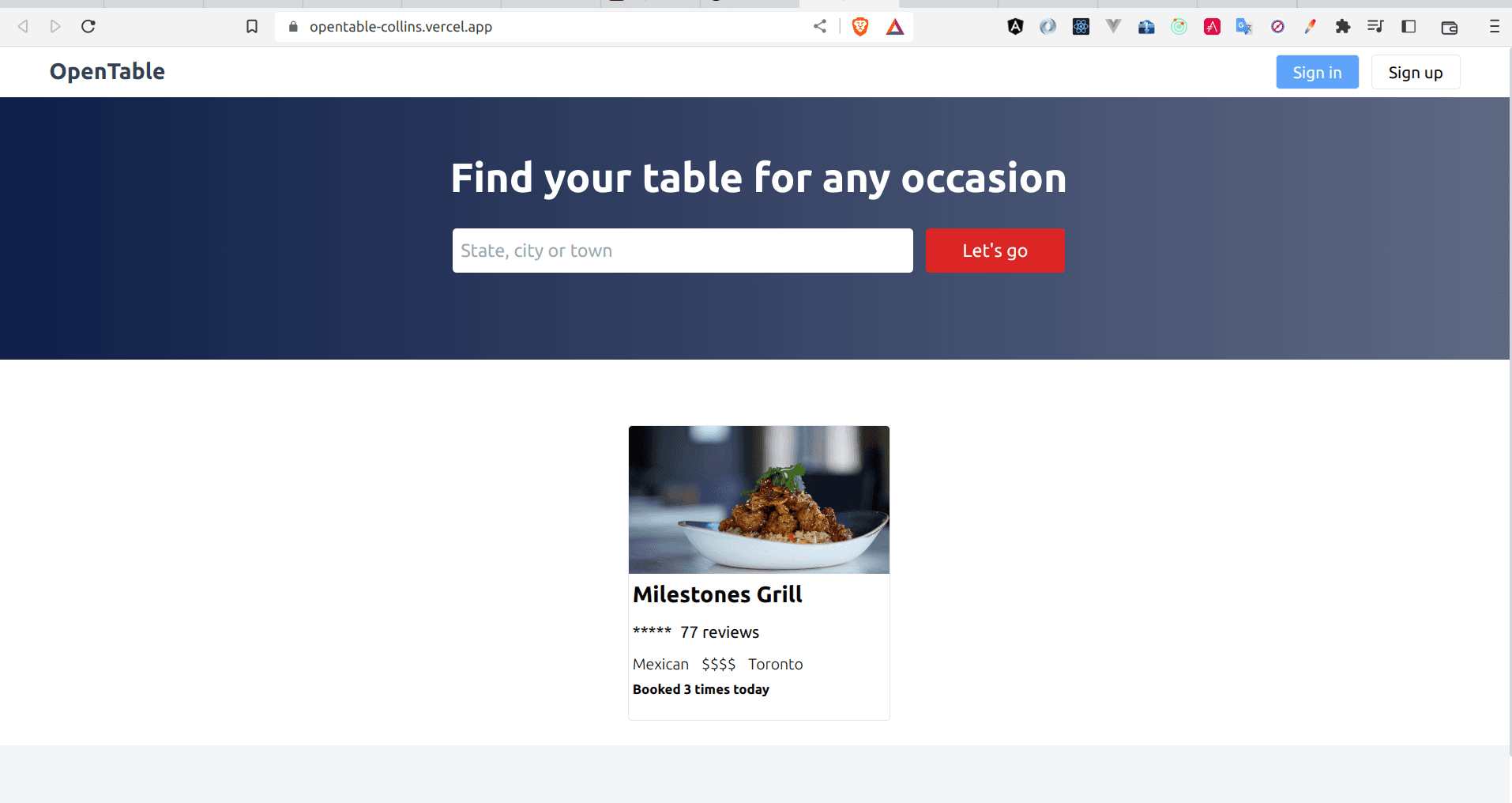 Open Table