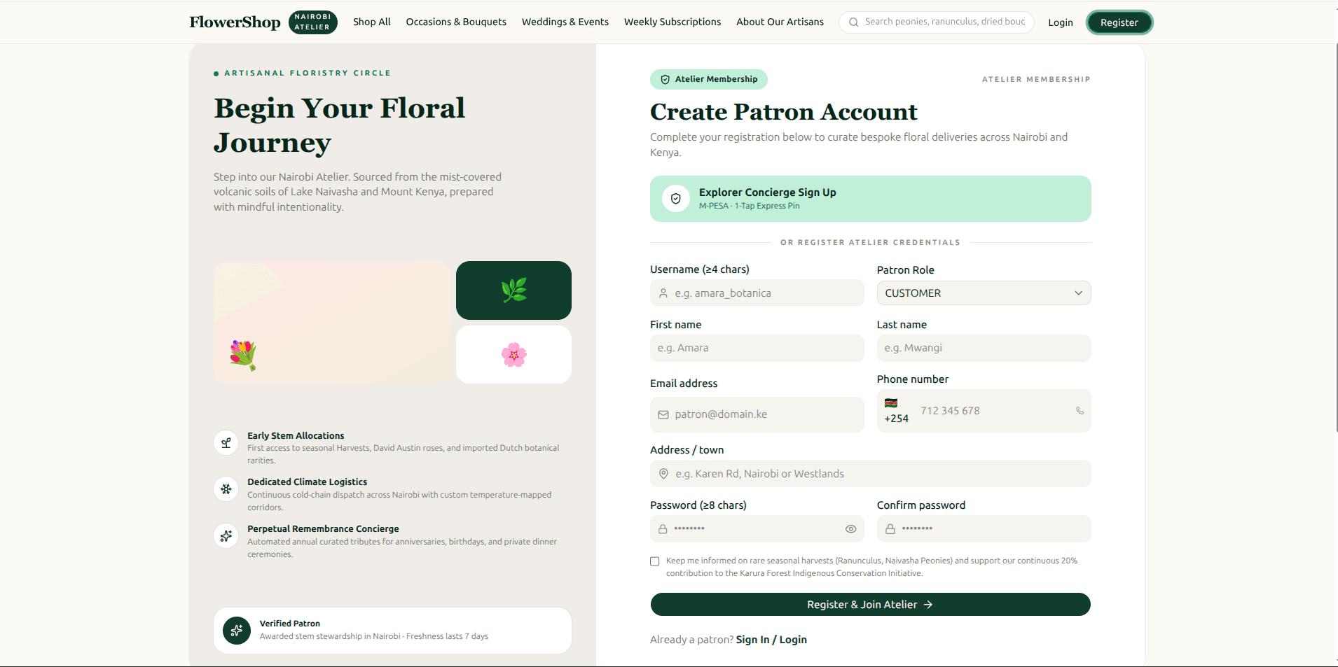 Account registration